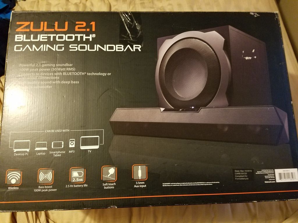 blackweb 2.1 gaming soundbar with wireless subwoofer