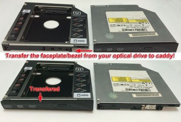 Universal SATA 2nd HDD Caddy Hard Drive for Laptop DVD-ROM Optical Bay -7