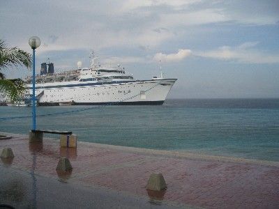 cruise ship at town pier