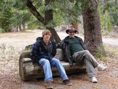 Michael and Dylon on a log