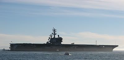 view of the USS Ronald Reagan as we approach