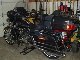 new Harley parked safely in the garage