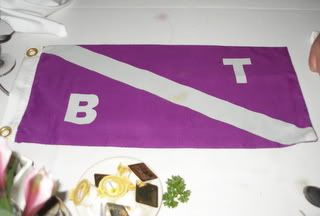 BT flag spread out on table looks like a birthday cake