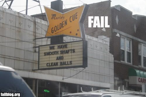 pool hall fail sign